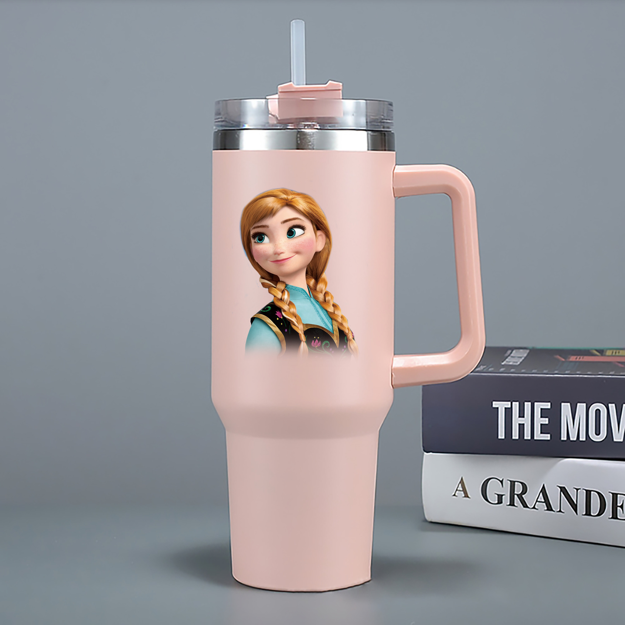 （画像用） アナと雪の女王 アンナ エルサ Frozen Anna Elsa 1200mL車用タンブラー - クリスタルステッカー（プラスチックストロー付き）